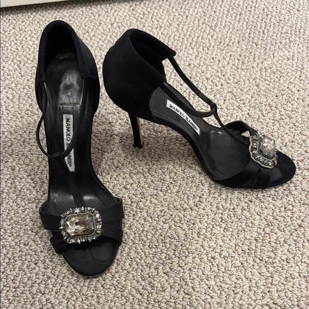 Manolo Blahnik Black Embellished Women's Heels size 39